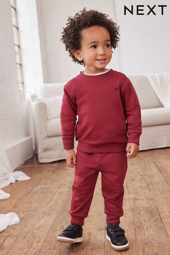 Berry Red Jersey Sweatshirt And Joggers Set (3mths-7yrs) (D39321) | £12 - £16