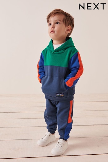 Blue/Green Colourblock State Hoodie and Jogger Set (3mths-7yrs) (D39328) | £19 - £23