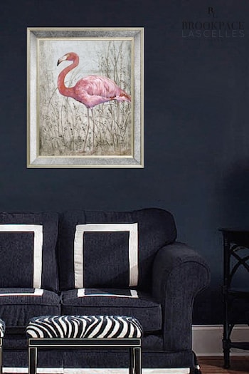 Brookpace Lascelles Pink Flamingo II Print in Antique Mirrored Frame (D39462) | £115