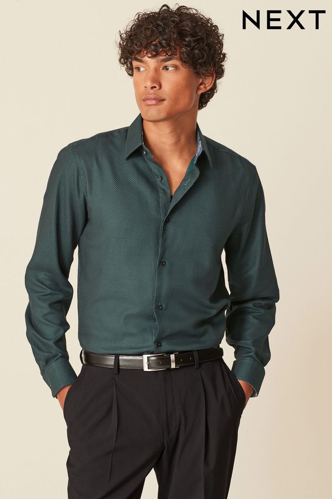 Mens green deals formal shirt
