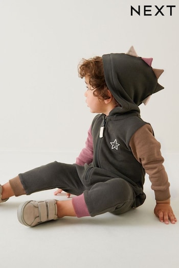 Charcoal Grey Colourblock Dinosaur Spike Jersey All-In-One (3mths-7yrs) (D39635) | £18 - £20