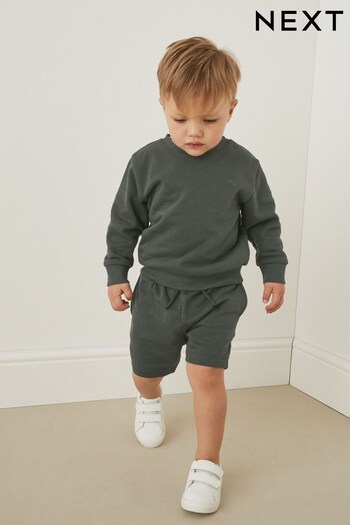Charcoal Grey Sweatshirt and striped Shorts Set (3mths-7yrs) (D39665) | £9 - £13