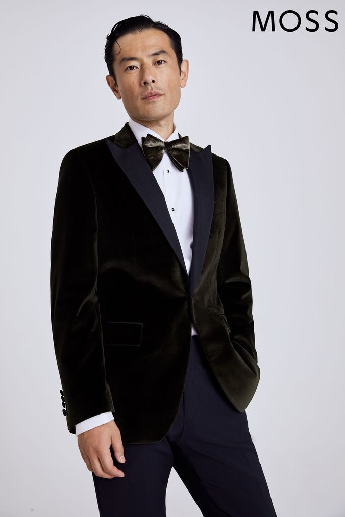 Dark green velvet jacket mens top