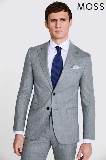 MOSS Slim Fit Grey Flannel Jacket (D39857) | £259