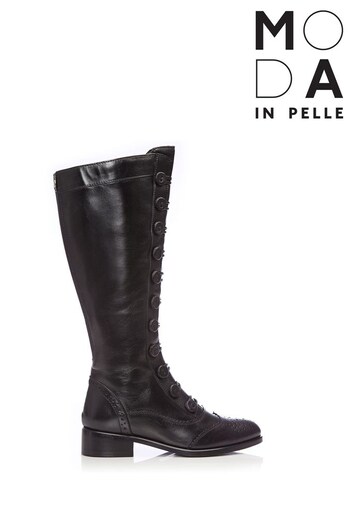 Moda in Pelle Sidnee Button Front Black Knee High Boots (D39883) | £180