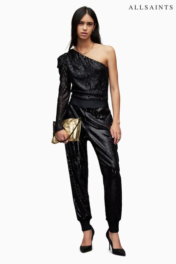 AllSaints Soraya Black Sequin Trousers (D39912) | £159