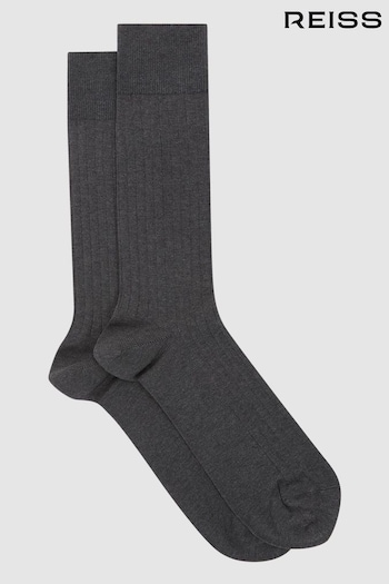 Reiss Charcoal Fela Ribbed Socks (D39998) | £10
