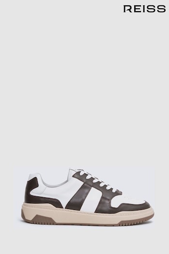 Reiss Brown Arlo Low Top Leather Trainers (D40003) | £168