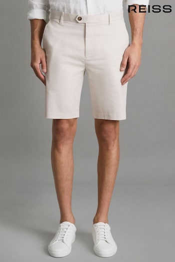 Reiss Chalk Wicket Modern Fit Cotton Blend Chino Shorts (D40028) | £78