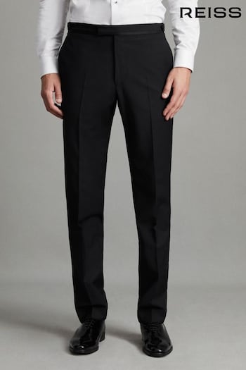 Reiss Black Poker Standard Trim Modern Fit Tuxedo Trousers Hawi (D40030) | £158