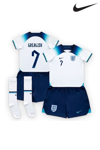 Nike White Grealish - 7 Little Kids England Home Football Kit (D40187) | £70