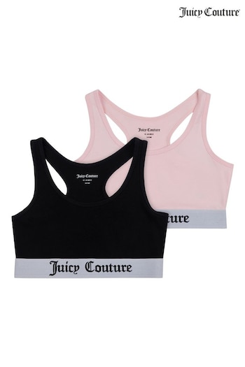 Juicy Couture Girls Pink/Black Crop Tops 2 Pack (D40299) | £20 - £24