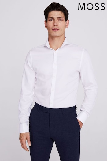 MOSS Slim Fit Double Cuff Sky Royal Oxford Non-Iron Shirt (D40377) | £50