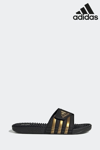 adidas asli Dark Black Sportswear Adissage Slides (D40444) | £23