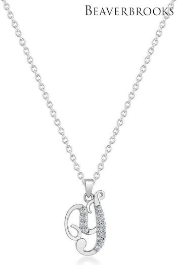 Beaverbrooks Sterling Silver Cubic Zirconia Initial Pendant (D40570) | £55