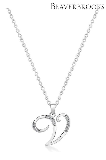 Beaverbrooks Sterling Silver Cubic Zirconia Initial Pendant (D40573) | £55
