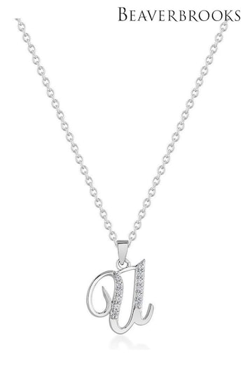 Beaverbrooks Sterling Silver Cubic Zirconia Initial Pendant (D40574) | £55
