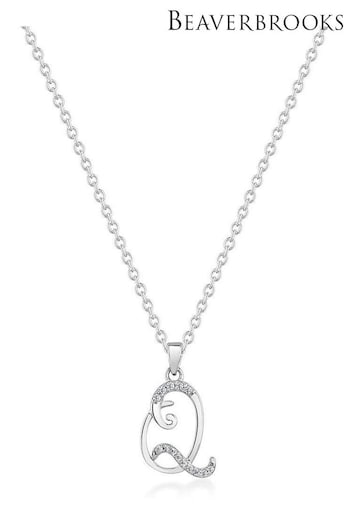 Beaverbrooks Sterling Silver Cubic Zirconia Initial Pendant (D40578) | £55