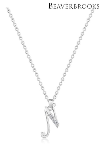 Beaverbrooks Sterling Silver Cubic Zirconia Initial Pendant (D40581) | £55