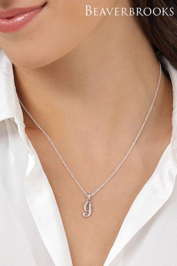 Beaverbrooks Sterling Silver Cubic Zirconia Initial Pendant (D40585) | £55