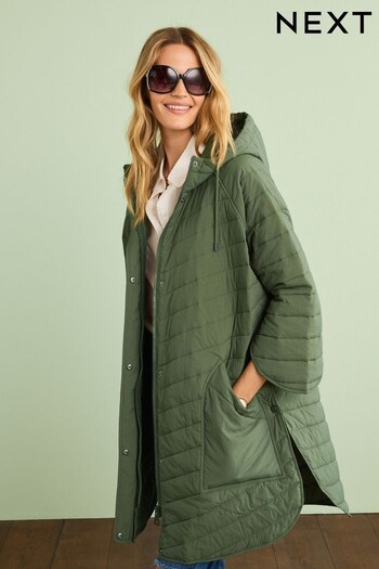 Khaki Green Shower Resistant Quilted Poncho (D40744) | £68
