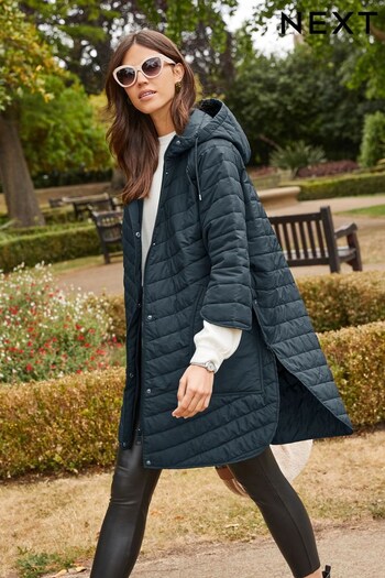 Navy Blue Shower Resistant Quilted Poncho (D40747) | £68
