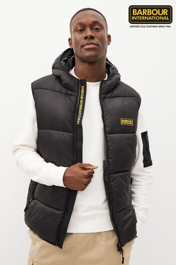 Barbour® International Hoxton Hooded Quilted Black Gilet (D40793) | £199