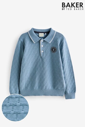 Baker by Ted Baker Blue Knitted Polo Shirt (D40952) | £30 - £38