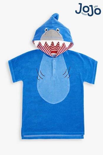 JoJo Maman Bébé Blue Shark Towelling Hooded Poncho (D41005) | £20