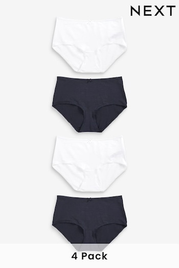 Navy Blue/White Midi Cotton Rich Knickers 4 Pack (D41026) | £10