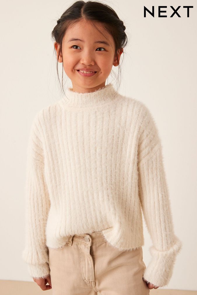 Girls Jumpers Ruffle Cable Roll Neck Jumpers Next UK