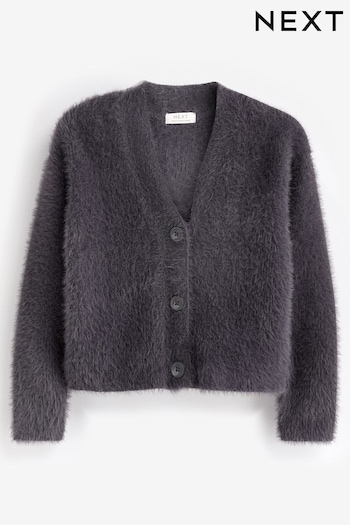 Charcoal Grey Fluffy Cardigan (3-16yrs) (D41092) | £17 - £22