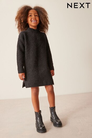 Black Bouclé Knitted Jumper Dress (3-16yrs) (D41093) | £20 - £25