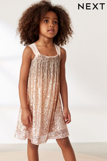Neutral Ombre Sequin Occasion Dress (3-16yrs) (D41123) | £32 - £38