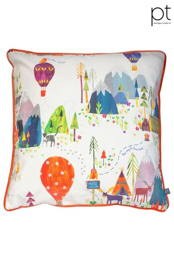 Prestigious Textiles Orange Away We Go Kids Printed Contrasting Piped Trim Cushion (D41164) | £26