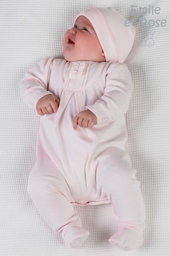Emile Et Rose Pink All-In-One With Pleated Yoke With Ric-Rac And Hat (D41192) | £36