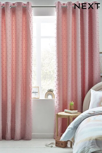 Pink Tufted Spots Eyelet Blackout Curtains (D41237) | £57 - £97