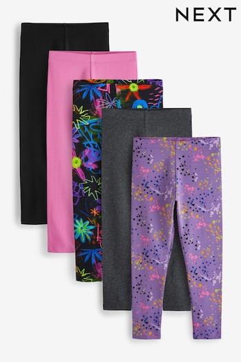 Black/Pink/Blue/ Doodle Graffiti Print Pyjama Leggings 5 Pack (3-16yrs) (D41253) | £20 - £28