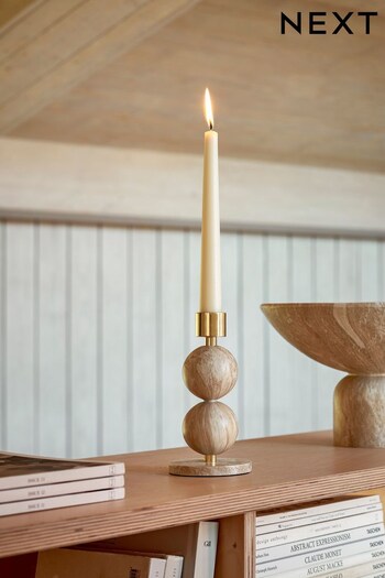 Natural Marble Effect Shaped Taper Candlestick (D41556) | £16