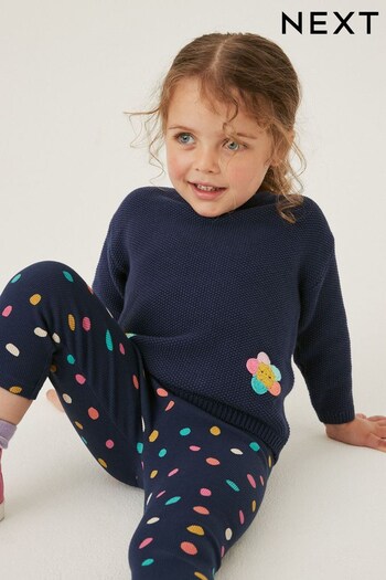 Navy Blue Jumper And Leggings knitted Set (3mths-7yrs) (D41572) | £22 - £26