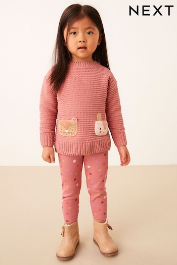 Pink Jumper And Leggings knitted Set (3mths-7yrs) (D41574) | £22 - £26