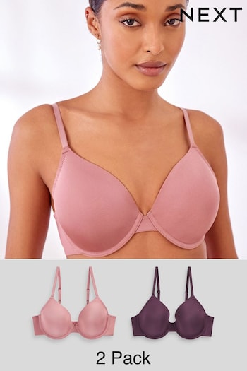 Plum Purple/Pink Light Pad Full Cup Smoothing T-Shirt Bras 2 Pack (D41584) | £22