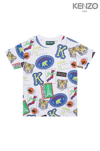 KENZO KIDS All-Over White Print T-Shirt (D41744) | £73 - £86