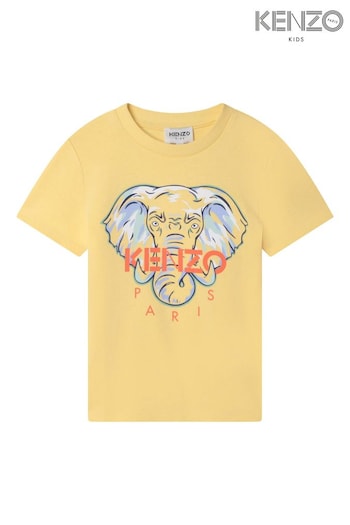 KENZO KIDS Yellow Elephant Print Logo T-Shirt (D41745) | £58 - £68