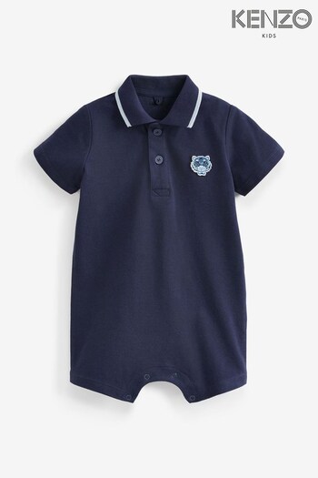 KENZO KIDS supreme Blue Polo Logo Romper (D41770) | £73 - £81