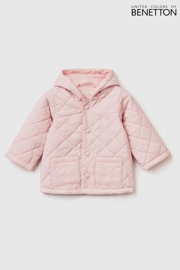 Benetton Pink Quilted Hooded Coat (D41777) | £30