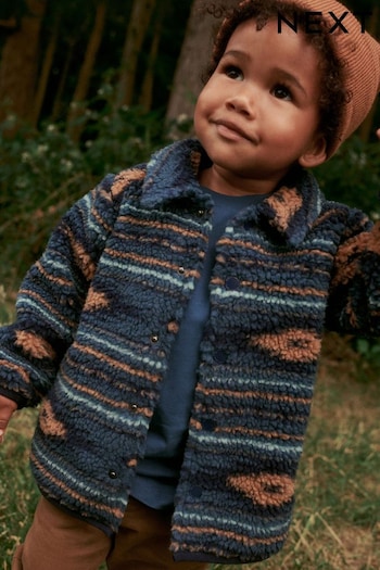 Blue Pattern Teddy Fleece Borg Shacket (3mths-7yrs) (D41788) | £20 - £24