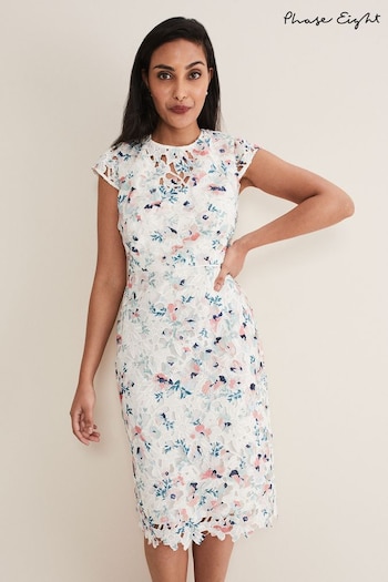 Phase Eight Cream Petite Franky Floral Lace Dress (D41960) | £139