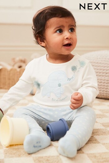 White/Blue Long Sleeve Character Jersey Top And Leggings Set (D41985) | £12 - £14