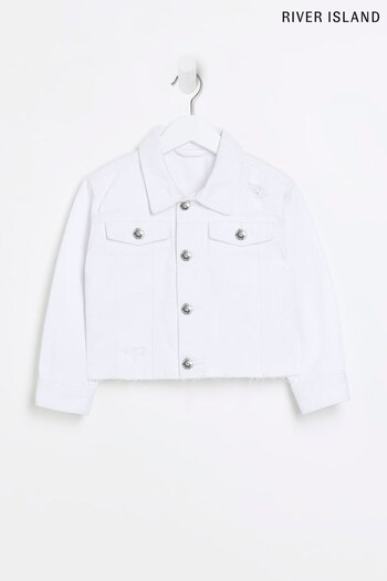 River Island Girls White Boxy Denim Jacket (D42031) | £23